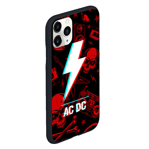 Чехол iPhone 11 Pro матовый AC DC rock glitch / 3D-Черный – фото 2
