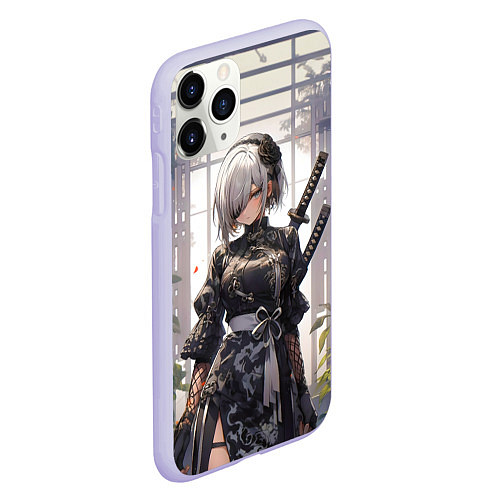 Чехол iPhone 11 Pro матовый Nier automata девушка с мечами / 3D-Светло-сиреневый – фото 2