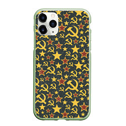 Чехол iPhone 11 Pro матовый Серп и Молот - СССР, цвет: 3D-салатовый