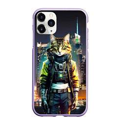 Чехол iPhone 11 Pro матовый Cool cat in New York city at night