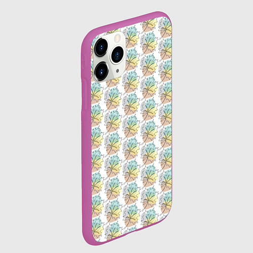 Чехол iPhone 11 Pro матовый Кленовые листики / 3D-Фиолетовый – фото 2
