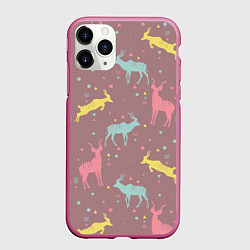 Чехол iPhone 11 Pro матовый Газели, цвет: 3D-малиновый