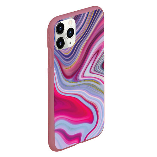 Чехол iPhone 11 Pro матовый Scarlet waves / 3D-Малиновый – фото 2