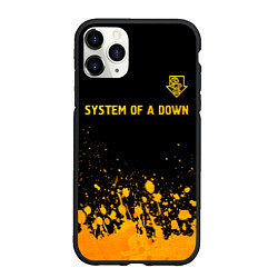 Чехол iPhone 11 Pro матовый System of a Down - gold gradient: символ сверху, цвет: 3D-черный
