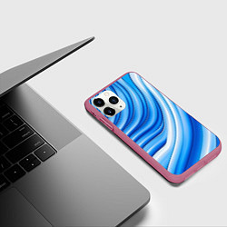 Чехол iPhone 11 Pro матовый Волнистая полосатая текстура от нейросети, цвет: 3D-малиновый — фото 2