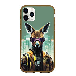 Чехол iPhone 11 Pro матовый Cool kangaroo - cyberpunk, цвет: 3D-коричневый