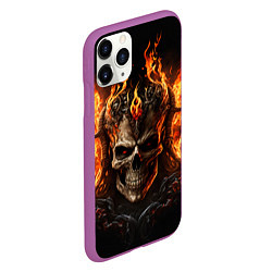 Чехол iPhone 11 Pro матовый Лучший огненный череп, цвет: 3D-фиолетовый — фото 2