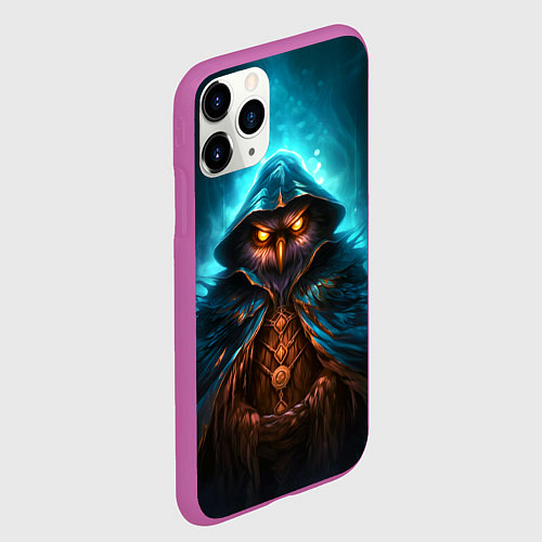 Чехол iPhone 11 Pro матовый Сова в колдовской мантии / 3D-Фиолетовый – фото 2