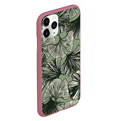 Чехол iPhone 11 Pro матовый Big leaves, цвет: 3D-малиновый — фото 2