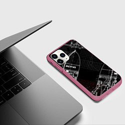 Чехол iPhone 11 Pro матовый Чертеж ракеты, цвет: 3D-малиновый — фото 2