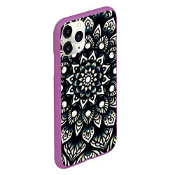 Чехол iPhone 11 Pro матовый Мандала чёрно-белая, цвет: 3D-фиолетовый — фото 2