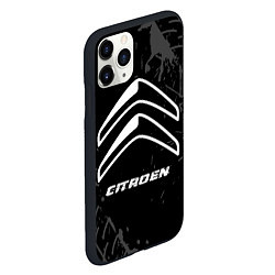 Чехол iPhone 11 Pro матовый Citroen speed на темном фоне со следами шин, цвет: 3D-черный — фото 2