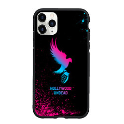 Чехол iPhone 11 Pro матовый Hollywood Undead - neon gradient, цвет: 3D-черный