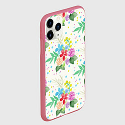 Чехол iPhone 11 Pro матовый Весенние букеты, цвет: 3D-малиновый — фото 2