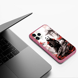 Чехол iPhone 11 Pro матовый Panda samurai, цвет: 3D-малиновый — фото 2