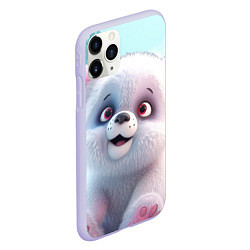 Чехол iPhone 11 Pro матовый Милый белый пушистый медвежонок, цвет: 3D-светло-сиреневый — фото 2