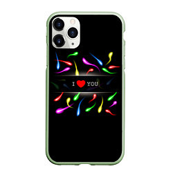 Чехол iPhone 11 Pro матовый I love you - секс, цвет: 3D-салатовый