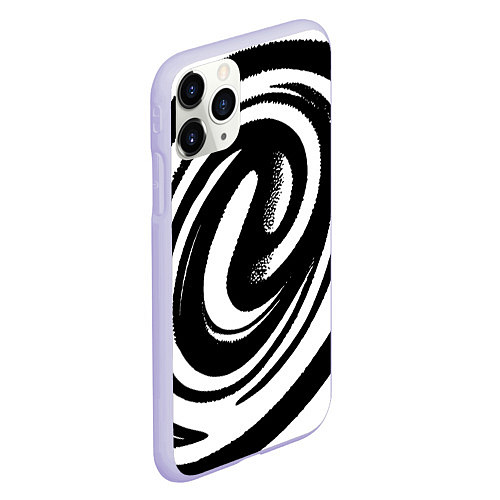 Чехол iPhone 11 Pro матовый Черно-белая воронка / 3D-Светло-сиреневый – фото 2
