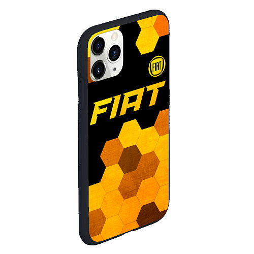 Чехол iPhone 11 Pro матовый Fiat - gold gradient: символ сверху / 3D-Черный – фото 2