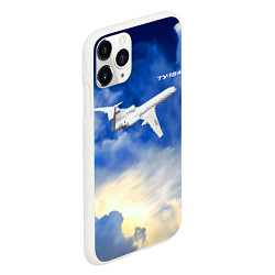 Чехол iPhone 11 Pro матовый Ту-154 реактивный авиалайнер СССР, цвет: 3D-белый — фото 2