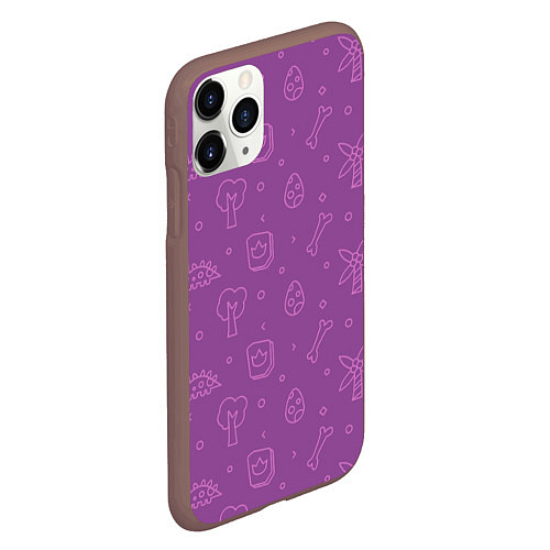 Чехол iPhone 11 Pro матовый Violet dinosaurs / 3D-Коричневый – фото 2