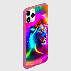Чехол iPhone 11 Pro матовый Неоновый лев в цветовой абстракции, цвет: 3D-фиолетовый — фото 2