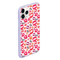 Чехол iPhone 11 Pro матовый Поцелуи - kiss, цвет: 3D-светло-сиреневый — фото 2