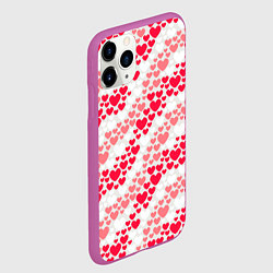 Чехол iPhone 11 Pro матовый Волны Любви - сердечки, цвет: 3D-фиолетовый — фото 2