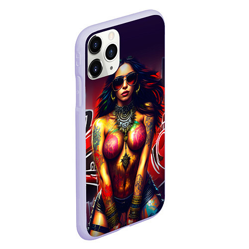 Чехол iPhone 11 Pro матовый Девушка панк / 3D-Светло-сиреневый – фото 2