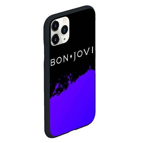 Чехол iPhone 11 Pro матовый Bon Jovi purple grunge / 3D-Черный – фото 2