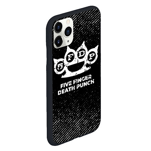 Чехол iPhone 11 Pro матовый Five Finger Death Punch с потертостями на темном ф / 3D-Черный – фото 2