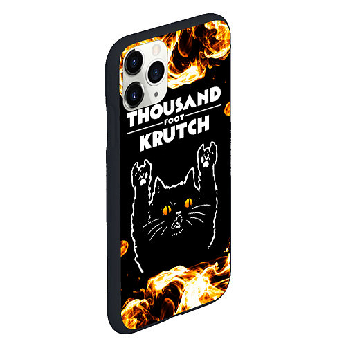 Чехол iPhone 11 Pro матовый Thousand Foot Krutch рок кот и огонь / 3D-Черный – фото 2