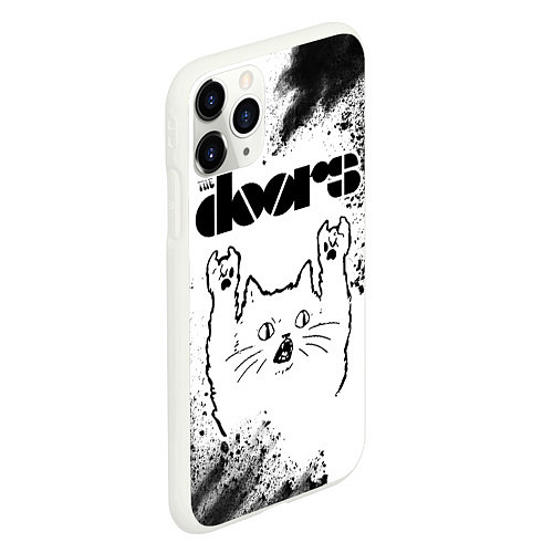 Чехол iPhone 11 Pro матовый The Doors рок кот на светлом фоне / 3D-Белый – фото 2