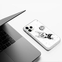 Чехол iPhone 11 Pro матовый Blink 182 и рок символ, цвет: 3D-белый — фото 2