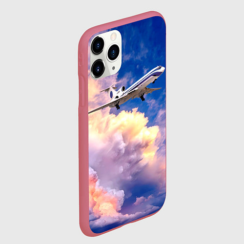 Чехол iPhone 11 Pro матовый Ту-154М Взлет / 3D-Малиновый – фото 2