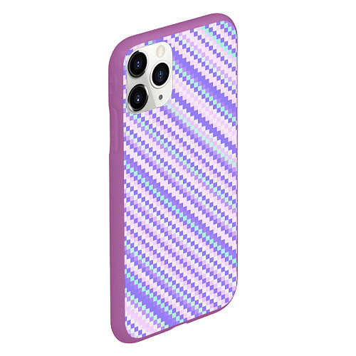 Чехол iPhone 11 Pro матовый Полосы пиксели розовый / 3D-Фиолетовый – фото 2
