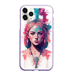 Чехол iPhone 11 Pro матовый Девушка акварельные краски, цвет: 3D-светло-сиреневый