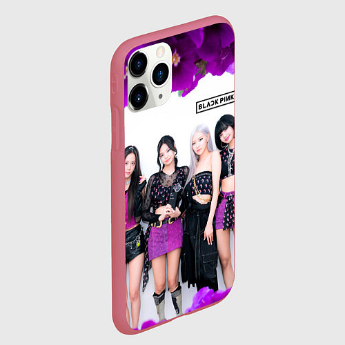 Чехол iPhone 11 Pro матовый Blackpink flowers / 3D-Малиновый – фото 2