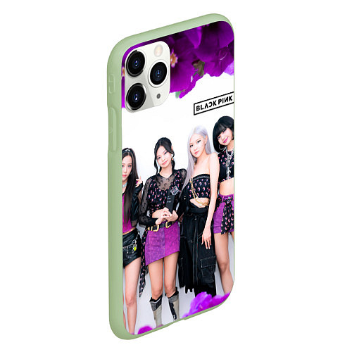 Чехол iPhone 11 Pro матовый Blackpink flowers / 3D-Салатовый – фото 2