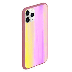Чехол iPhone 11 Pro матовый Акварельный градиент желто- розовый, цвет: 3D-малиновый — фото 2