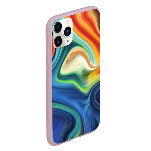 Чехол iPhone 11 Pro матовый Beautiful waves / 3D-Розовый – фото 2