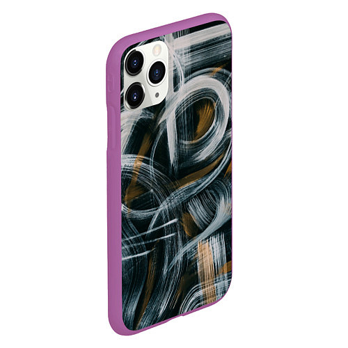 Чехол iPhone 11 Pro матовый Мазки кисти / 3D-Фиолетовый – фото 2