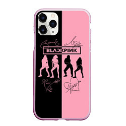 Чехол iPhone 11 Pro матовый Blackpink силуэт девушек, цвет: 3D-розовый