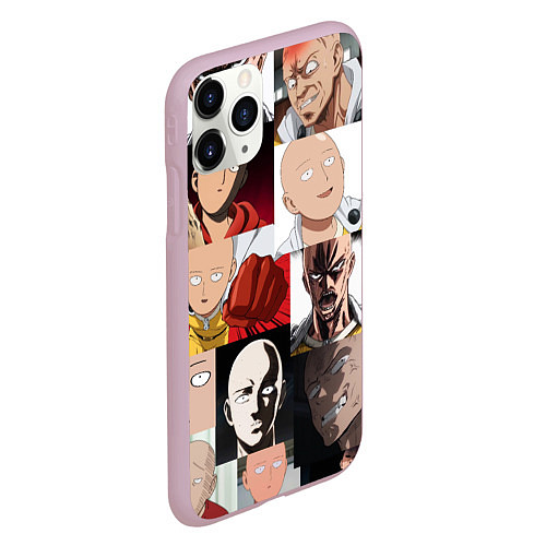 Чехол iPhone 11 Pro матовый Saitama - many faces / 3D-Розовый – фото 2