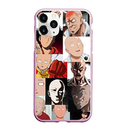 Чехол iPhone 11 Pro матовый Saitama - many faces, цвет: 3D-розовый