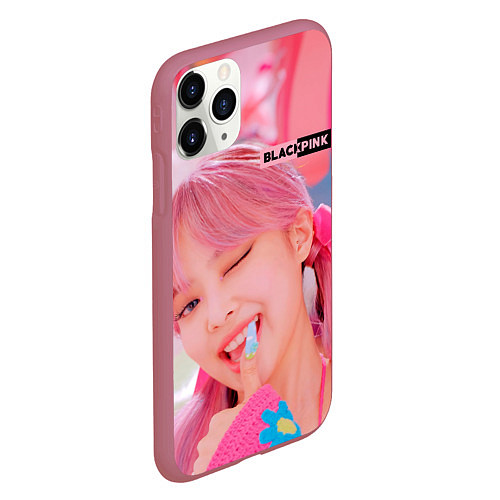 Чехол iPhone 11 Pro матовый Jennie Black pink / 3D-Малиновый – фото 2