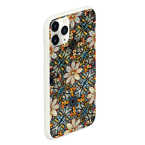 Чехол iPhone 11 Pro матовый Витражная мозайка / 3D-Белый – фото 2