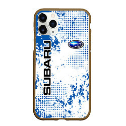 Чехол iPhone 11 Pro матовый Subaru blue logo, цвет: 3D-коричневый
