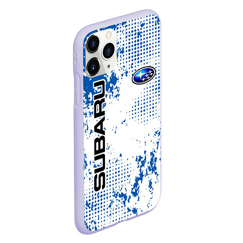 Чехол iPhone 11 Pro матовый Subaru blue logo / 3D-Светло-сиреневый – фото 2