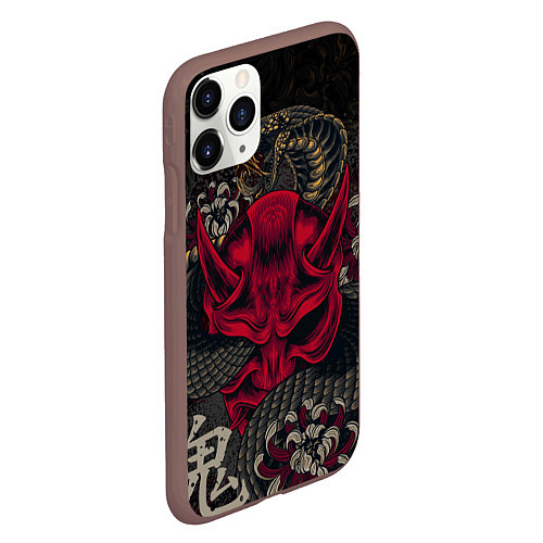 Чехол iPhone 11 Pro матовый Oni mask and snake / 3D-Коричневый – фото 2